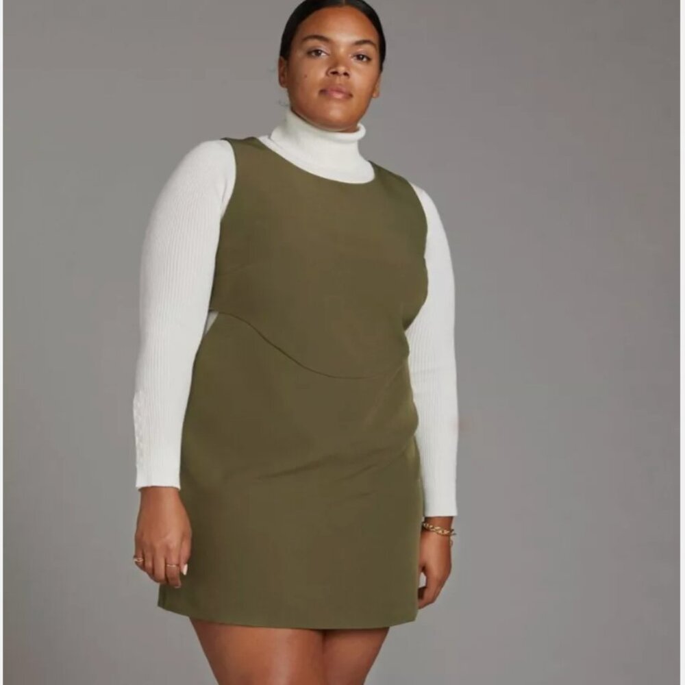 Anthropologie Mare Mare Olive Green Sleeveless Cutout Shift Dress Size XL